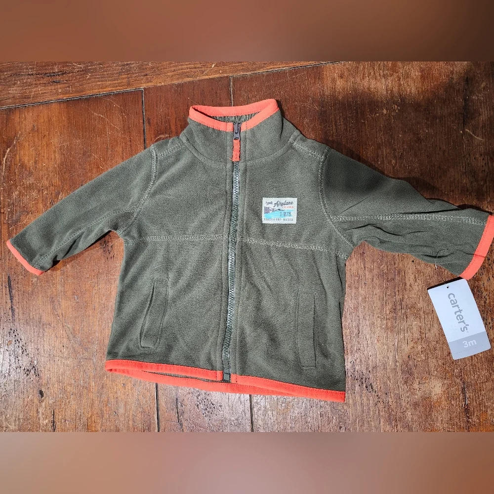 Carter's Hunter Green thin fleece zip up jacket. 3 months‎ NWT